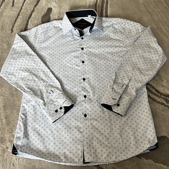 American Breed Men’s Button Down Shirt Geometric Print Long Sleeve - Picture 2 of 8